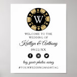 Poster Parties scintillant d'or Monogram Poker Chip Casin<br><div class="desc">Célébrez dans le style avec ce panneau d'accueil mariage moderne et très tendance. Ce design est facile à personnaliser avec votre libellé d'événement spécial et vos invités seront ravis quand ils verront ce magnifique panneau. Les éléments correspondants se trouvent dans la collection.</div>