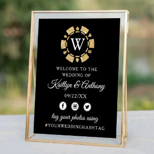 Poster Parties scintillant d'or Monogram Poker Chip Casin