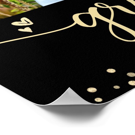 Poster Parties scintillant d'or noir Graduation 4 Script (Coin)