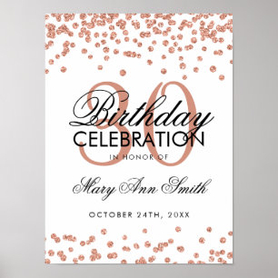 Poster Parties scintillant d'or rose Confetti Blanc 30e a