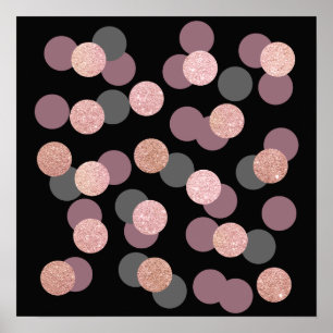 Poster parties scintillant d'or rose élégant confetti ros