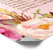 Poster Parties scintillant d'or rose floral 16 tables Tab (Coin)