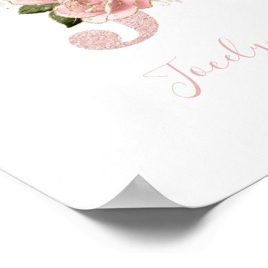 Poster Parties scintillant d'or Rose pâle de fille Monogr (Coin)