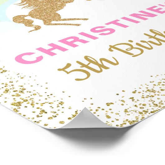 Poster Parties scintillant d'or Unicorn Rainbow Anniversa (Coin)