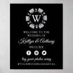 Poster Parties scintillant en argent Monogram Poker Chip<br><div class="desc">Célébrez dans le style avec ce panneau d'accueil mariage moderne et très tendance. Ce design est facile à personnaliser avec votre libellé d'événement spécial et vos invités seront ravis quand ils verront ce magnifique panneau. Les éléments correspondants se trouvent dans la collection.</div>