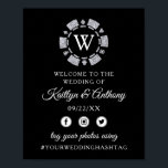 Poster Parties scintillant en argent Monogram Poker Chip<br><div class="desc">Célébrez dans le style avec ce panneau d'accueil mariage moderne et très tendance. Ce design est facile à personnaliser avec votre libellé d'événement spécial et vos invités seront ravis quand ils verront ce magnifique panneau. Les éléments correspondants se trouvent dans la collection.</div>