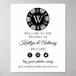 Poster Parties scintillant en argent Monogram Poker Chip<br><div class="desc">Célébrez dans le style avec ce panneau d'accueil mariage moderne et très tendance. Ce design est facile à personnaliser avec votre libellé d'événement spécial et vos invités seront ravis quand ils verront ce magnifique panneau. Les éléments correspondants se trouvent dans la collection.</div>