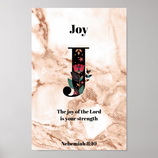 Poster Parties scintillant en marbre de corail J Monogram (Devant)