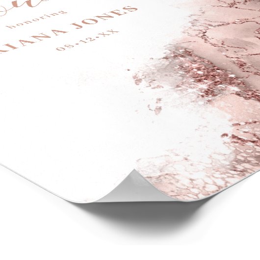 Poster Parties scintillant en marbre Fête des mariées Ros (Coin)