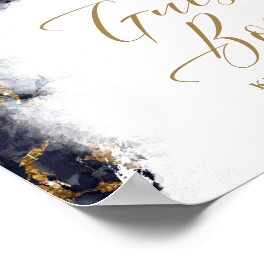 Poster Parties scintillant en marbre Mariages invités Mar (Coin)