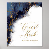 Poster Parties scintillant en marbre Mariages invités Mar (Devant)