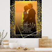 Poster Parties scintillant en or marié & Joyeux Trier ver (Cuisine)