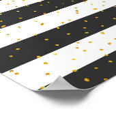 Poster Parties scintillant en or noir rose rayé confetti (Coin)