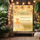 Poster Parties scintillant en or Quinceanera fleurs de ro