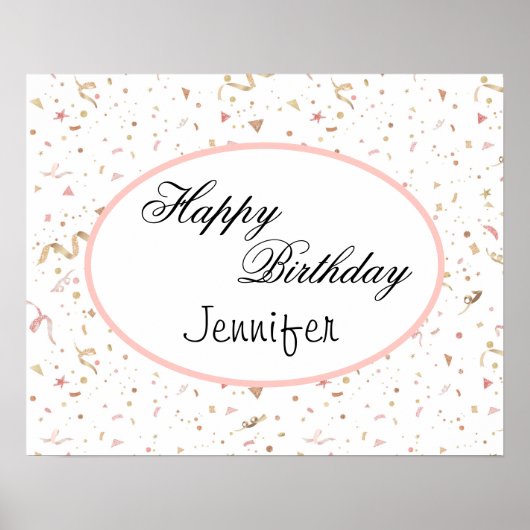 Poster Parties scintillant en or rose et Rose Confetti (Devant)