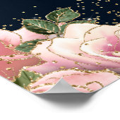Poster Parties scintillant en or rose Floral Étoiles Blac (Coin)