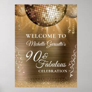 Poster Parties scintillant Glam 90 & Fabulous Gold Disco