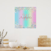 Poster Parties scintillant holographique Unicorn (Cuisine)