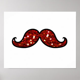 Poster Parties scintillant IMPRIMÉE FUNNY RED MUSTACHE