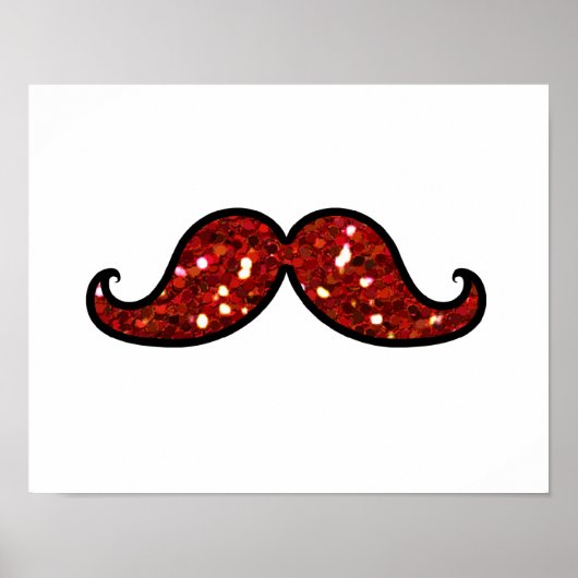 Poster Parties scintillant IMPRIMÉE FUNNY RED MUSTACHE (Devant)