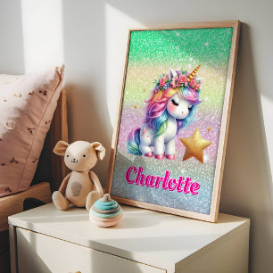 Poster Parties scintillant licorne étoile magique