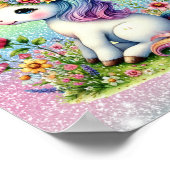 Poster Parties scintillant licorne fleurs sauvages de pra (Coin)