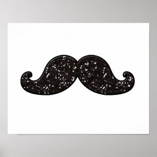 Poster Parties scintillant NOIRE AMUSANTE MUSTACHE