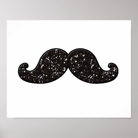 Poster Parties scintillant NOIRE AMUSANTE MUSTACHE (Devant)