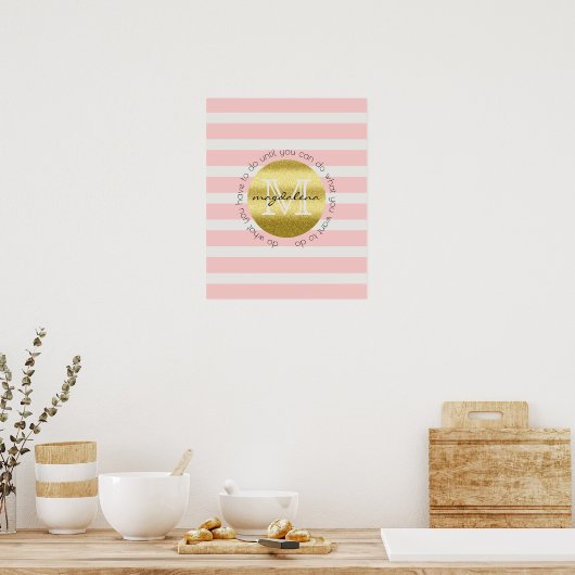 Poster Parties scintillant or Monogram tendance Blush Pin (Cuisine)
