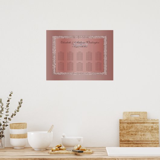 Poster Parties scintillant or rose et anneaux Mariage arg (Cuisine)