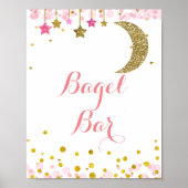 Poster Parties scintillant or rose lune aquarelle Bagel B (Devant)