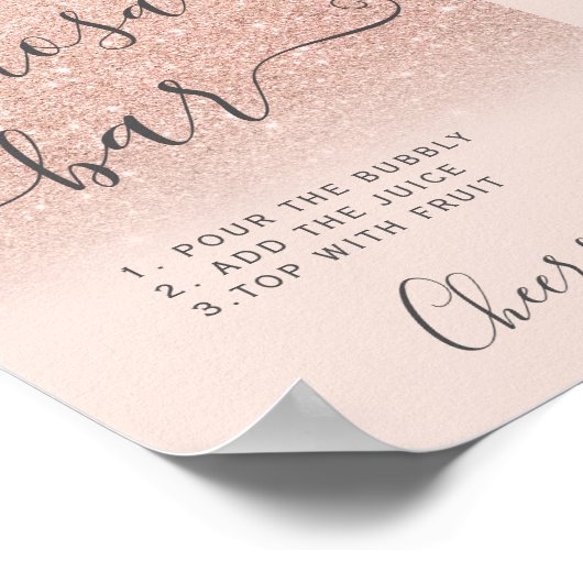 Poster parties scintillant or rose ombre blush mimosa bar (Coin)