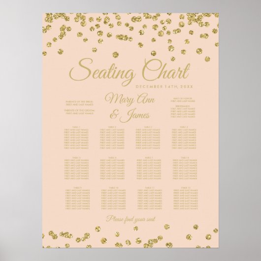 Poster Parties scintillant Platine Gold Faux Confetti Blu (Devant)