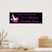 Poster Parties scintillant rose chaud talons hauts Banniè (Cuisine)