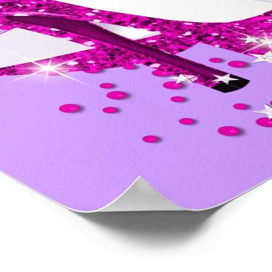 Poster Parties scintillant rose chaud talons hauts violet (Coin)