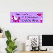 Poster Parties scintillant rose chaud talons hauts violet (Bureau à domicile)