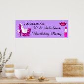 Poster Parties scintillant rose chaud talons hauts violet (Cuisine)