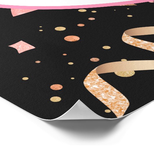 Poster Parties scintillant rose et or Confetti sur Arrièr (Coin)