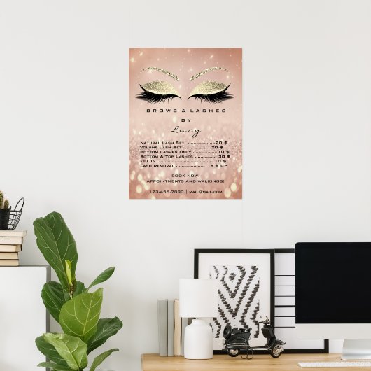 Poster Parties scintillant Rose Gold Maquillage Eyes List (Bureau à domicile)