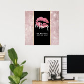 Poster Parties scintillant rose lèvres et Rose Gold Tropi (Bureau à domicile)