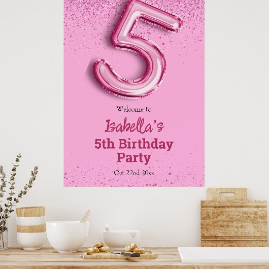 Poster Parties scintillant rose mignon ballon no.5 girly  (Cuisine)