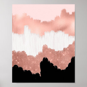 Poster Parties scintillant rose or Rose moderne fille bro