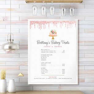 Poster Parties scintillant rose pâtisserie Drivers Menu P