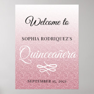 Poster Parties scintillant rose Quinceañera 15e anniversa