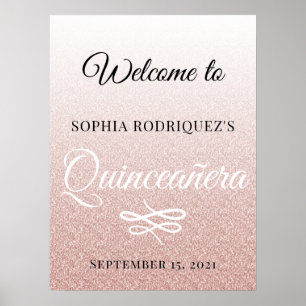Poster Parties scintillant rose Quinceañera 15e anniversa