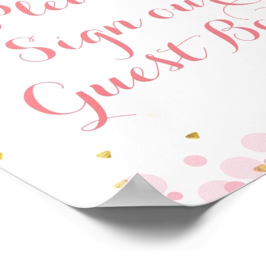 Poster Parties scintillant rose S'il vous plaît signer no (Coin)