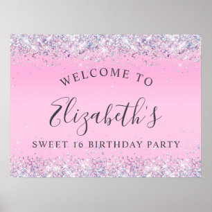Poster Parties scintillant Rose Sweet 16 Anniversaire Fêt