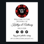 Poster Parties scintillant rouge Monogram Poker Chip Casi<br><div class="desc">Célébrez dans le style avec ce panneau d'accueil mariage moderne et très tendance. Ce design est facile à personnaliser avec votre libellé d'événement spécial et vos invités seront ravis quand ils verront ce magnifique panneau. Les éléments correspondants se trouvent dans la collection.</div>