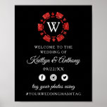 Poster Parties scintillant rouge Monogram Poker Chip Casi<br><div class="desc">Célébrez dans le style avec ce panneau d'accueil mariage moderne et très tendance. Ce design est facile à personnaliser avec votre libellé d'événement spécial et vos invités seront ravis quand ils verront ce magnifique panneau. Les éléments correspondants se trouvent dans la collection.</div>