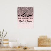 Poster Parties scintillant Silver & Blush Bienvenue à not (Cuisine)